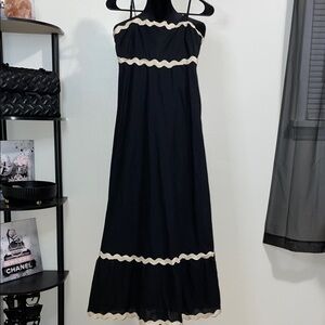 Petal & Pup Elegant Black Strapless Dress with Cream Accents